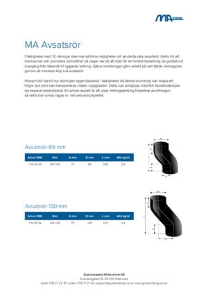 Förhandsvisning av Faktablad MA Avsatsrör