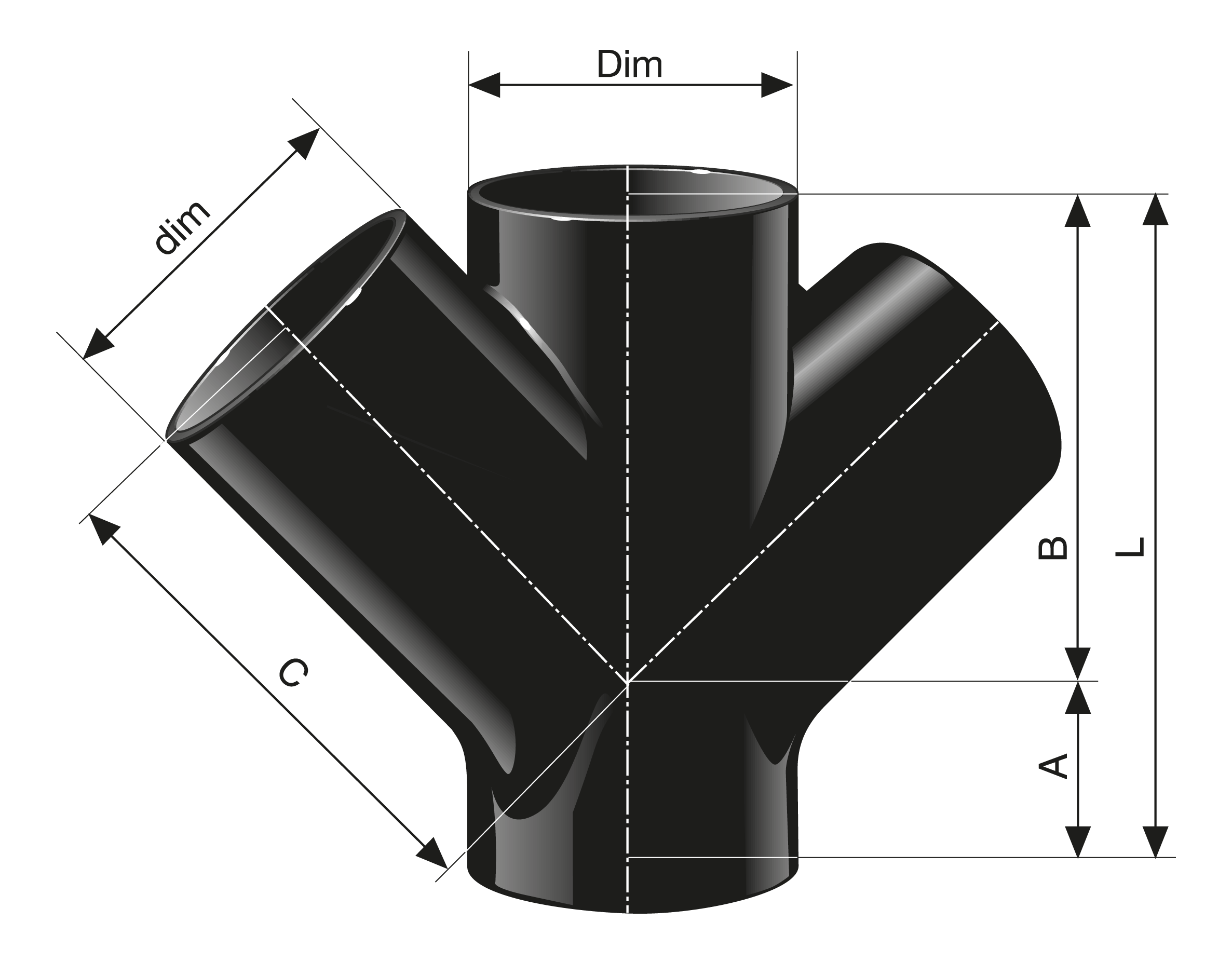  MA Dubbelgrenrör 45° | Rördel i MA-SYSTEM®